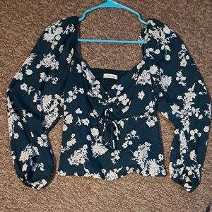 Abercrombie & Fitch green Floral Fairy Farm Chic Blouse